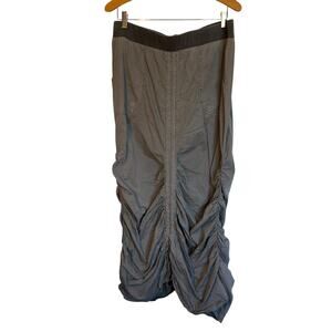 XCVI Gored Peasant Maxi Skirt Cinch Bubble Hem Drape Gray Utility Hippie Size XL